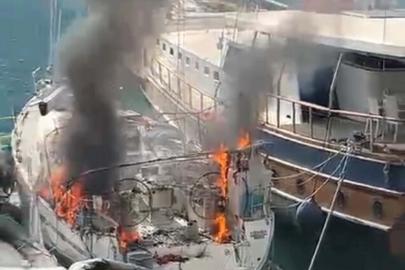 Fethiye’de yelkenli tekne yandı