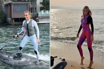 Çağla Şıkel'den cesaret isteyen spor! Suyun üzerinde adeta şov yaptı