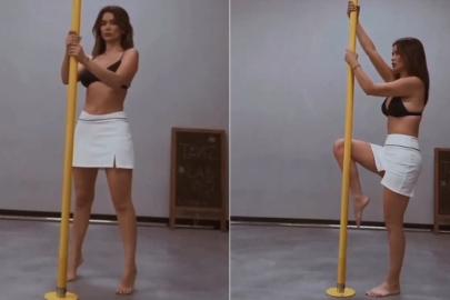 Seray Kaya yeni filmi için pole dansı eğitimi aldı