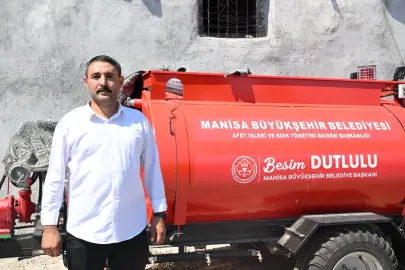 Manisa Büyükşehir’in tankeri yangının köye ulaşmasını engelledi